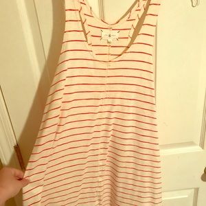 Red and white diagonal stripe dress from the Loft